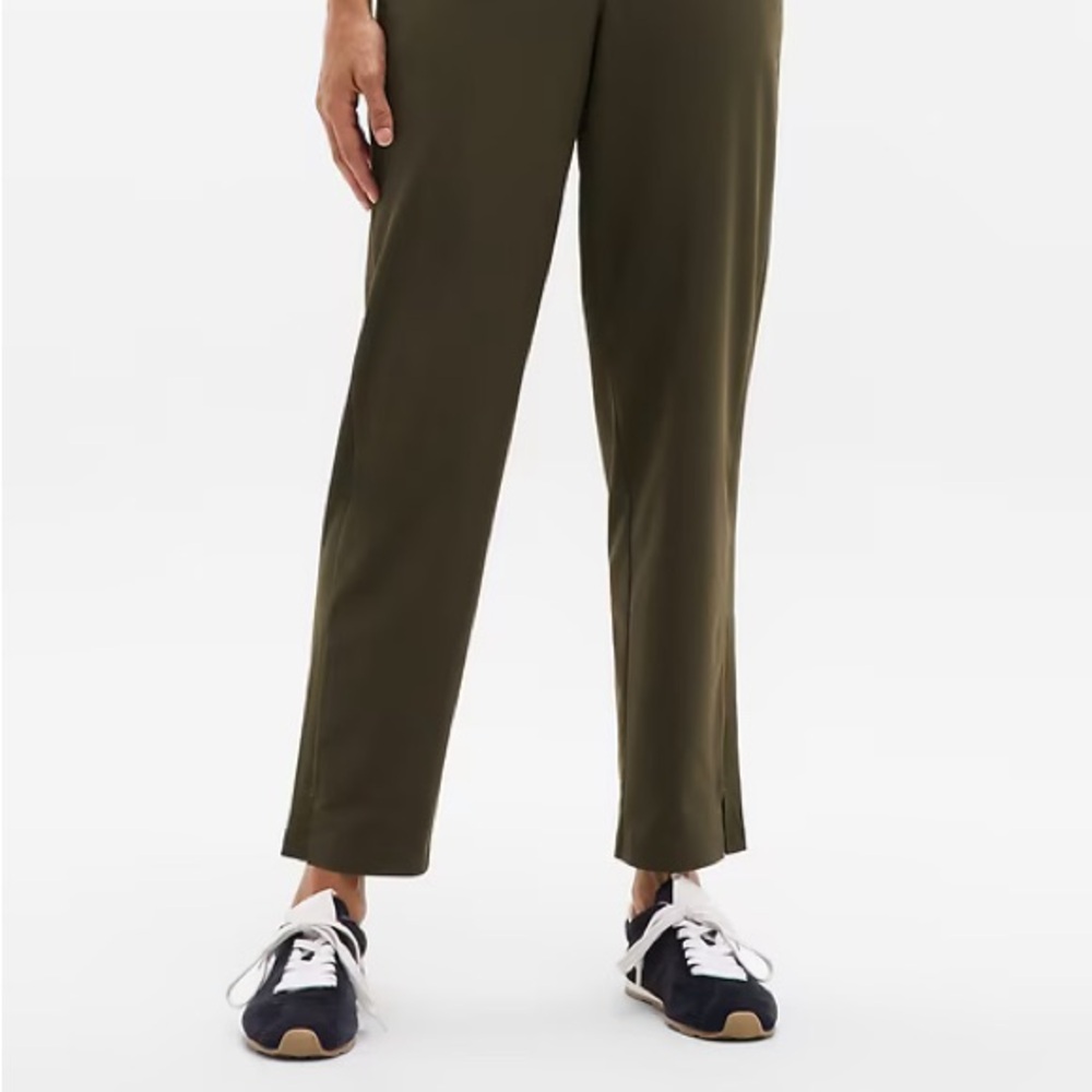 Brooklyn Ankle Pant Olive Green Straight-Leg Athleisure Pant - Picture 2 of 6